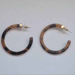 Tortoise Shell Hoops Acrylic Brown Earrings